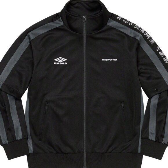 Supreme Umbro Snap Sleeve Jacket Black Size Medium Soccer Streetwear Tearaway